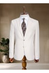 Açık Bej Kazayağı Torba Cep İtalyan Stil Slim Fit Klasik Erkek Blazer Ceket