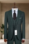 Haki Blazer Ceket-Yelek-Pantolon Takım- Takım Elbise