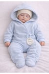Figürlü Kapüşonlu Polar Bebe Tulumu