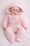 Figürlü Kapüşonlu Polar Bebe Tulumu