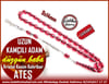 Ateş Kırmızı Ton TesbihlerTM11560 Tesbih Ateş Kehribar Kristal Kesim Kırmızı Fasetalı Uzun Kamçılı Adam Tesbih Ateş Kehribar Kristal Kesim Kırmızı Fasetalı Uzun Kamçılı Adam