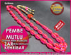 Altın Püsküllü Eski Alman Zar Kehribar Tesbih 5*9 mm Pembe Mutlu