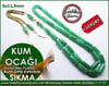 Altın Püsküllü Kum Simli Fıstıki Yeşil Sıkma Kehribar Tesbih Kum Ocağı