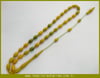 6X11 mm TESBİH-ÜL TURUNÇ HARELİ YEŞİL SARI SIKMA KEHRİBAR TESBİH