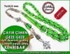Gümüş Püskül Ateş Kehribar Tesbih 7*10,5 mm Çayır Çimen Geze Geze
