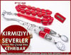 Gümüş Püsküllü Ateş Kehribar Tesbih 6*11 mm Kırmızıyı Severler 