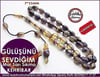 Mor Sarı Damarlı Sıkma Kehribar Tesbih 7*11 mm Gülüşünü Sevdiğim 