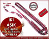 Özel İşçilik Ebruli Bordo Dik Kesme Sıkma Kehribar Tesbih İki Aşık