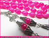 Özgün Gümüş Tasarım Beyzi Kesim 7*12 mm Sıkma Kehribar Tesbih Pembe Gülüş