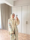 HR-1537H&R ButikHew- Qübra Desenli Abaya Ekru