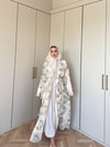 HR-1480H&R ButikKyl- Eba Şallı Şifon Abaya Ekru Yeşil