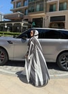 HR-1211H&R ButikKyl - Ewa Çizgili Şallı Şifon Abaya