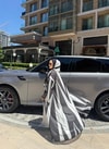 HR-1211H&R ButikKyl - Ewa Çizgili Şallı Şifon Abaya