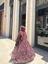 HR-1210H&R ButikKyl- Fitsa Desenli Şallı Abaya Kahve