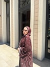 HR-1210H&R ButikKyl- Fitsa Desenli Şallı Abaya Kahve