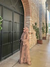 HR-1228H&R ButikKyl- Mosa Dal Desen Şallı Abaya Camel
