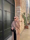 HR-1228H&R ButikKyl- Mosa Dal Desen Şallı Abaya Camel