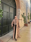 HR-1228H&R ButikKyl- Mosa Dal Desen Şallı Abaya Camel