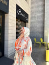 HR-1212H&R ButikKyl - Mosa Viskon Şallı Abaya Turuncu