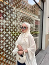 HR-1104H&R ButikPol- Qamal Şallı Abaya Ekru