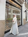HR-1104H&R ButikPol- Qamal Şallı Abaya Ekru