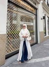 HR-1104H&R ButikPol- Qamal Şallı Abaya Ekru