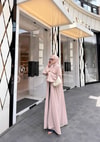 HR-1104H&R ButikPol- Qamal Şallı Abaya Pudra