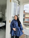 Ceket-126H&R ButikCoe Jakarlı Ceket Saks