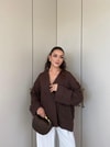 HR-1532H&R ButikMıs- Ejala Ön Tek Düğmeli Ceket Acı Kahve