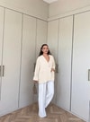 HR-2848H&R ButikMıs- Ejala Ön Tek Düğmeli Ceket Ekru