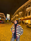 HR-3364H&R ButikMZ- Dema Çizgi Desen Ceket