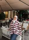 HR-3593H&R ButikMZ- Dema Çizgili Desen Bordo Ceket