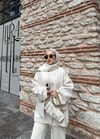 Ceket-184H&R ButikQula Atkı Detaylı Kaşe Ceket Ekru