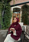Ceket-181H&R ButikQula Atkı Detaylı Kaşe Ceket Bordo