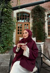 Ceket-181H&R ButikQula Atkı Detaylı Kaşe Ceket Bordo