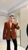 HR-0753H&R ButikReha Gold Düğmeli Ceket Kahve