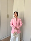 Ceket-127H&R ButikReha Gold Düğmeli Ceket Pembe