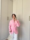 Ceket-127H&R ButikReha Gold Düğmeli Ceket Pembe