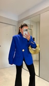 HR-0753H&R ButikReha Gold Düğmeli Ceket Saks Mavi