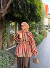 HR-3303H&R ButikTb- Çizgi Desen Ceket Bej Tarçın