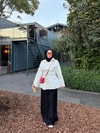 HR-3306H&R ButikTb- Puantiyeli Gabardin Ceket Beyaz