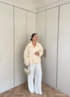 HR-2714H&R ButikTB - Tila Ön Kalın Düğmeli Ceket Krem