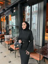 elbs-1611H&R ButikApril Düğmeli Krep Elbise Siyah