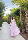 elbs-1648H&R ButikÇeşme Kol Büzgülü Elbise Pembe