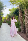 elbs-1648H&R ButikÇeşme Kol Büzgülü Elbise Pembe
