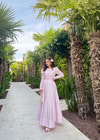 elbs-1648H&R ButikÇeşme Kol Büzgülü Elbise Pembe