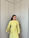 HR-0953H&R ButikCho- Danla Ön Büzgülü Elbise Sarı