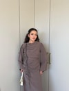 HR-0955H&R ButikCho- Danla Ön Büzgülü Elbise Vizon