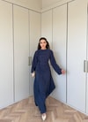 HR-0953H&R ButikCho- Danla Ön Büzgülü Elbise İndigo