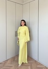HR-0953H&R ButikCho- Danla Ön Büzgülü Elbise Sarı